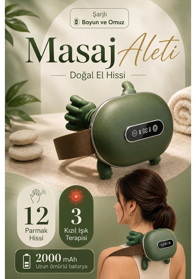 Tr Lcd Ekranlı Yeşil Masaj Aleti 12 Parmak Hissi Yoğurma, 3 Kızıl Işık Terapisi, 2000 Mah Uzun Ömürlü Bata
