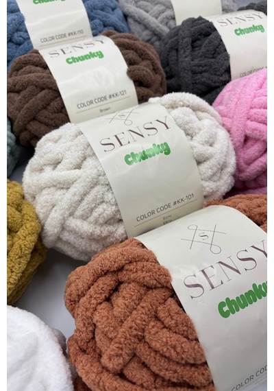 Sensy Chunky Parmak Örgü Ipi 200 Gr El Örgü Ipliği Battaniye Ipi Tarçın