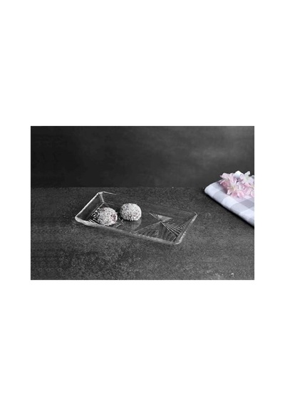 Kurşunsuz Kristal Dikdörtgen Tatlı Tabağı, 2'li Set, 22cm X 12cm 2ligülçerçeveligold