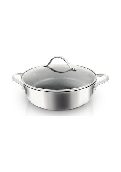 Uniqella Silver Pro Serisi 26cm Karnıyarık Tencere 3.8l Cam Kapaklı Çelik