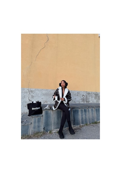 Verymoda Siyah Deri Kürklü Mont F1537 Siyah Krem
