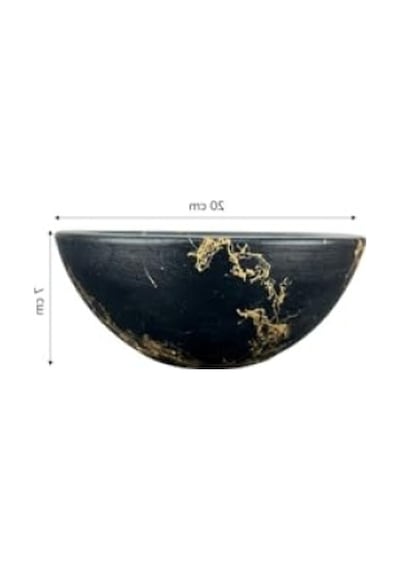 Siyah Gold Mermer Efektli Toprak Saksı - 20 Cm Çap