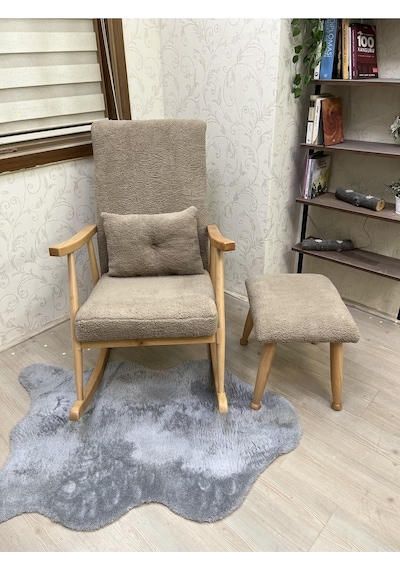 Asedia Trend Naturel Teddy Kahve Sallanan Sandalye
