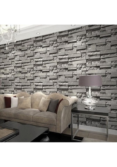 70x38cm 0,26 M2 Kendinden Yapışkanlı 3 Boyutlu Yığma Tuğla Gri Duvar Kağıdı Paneli Nw115 Diğer