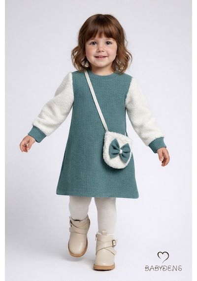 Babyden's Bayramlık Şık Ve Rahat Kız Bebek Elbise Çantalı Yumuşak Peluş Kollu Kışlık Çocuk Kombini Haki Babyden's Bayramlık Şık Ve Rahat Kız Bebek Elbise Çantalı Yumuşak Peluş Kollu Kışlık Çocuk Kombini Haki