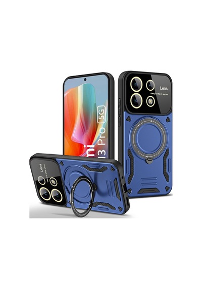 Xiaomi Redmi Note 13 Pro 5g Uyumlu Kılıf Joy Lens Standlı Kapak - Lacivert