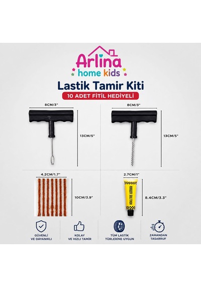 Araç Motosiklet Lastik Tamir Seti +10 Adet Fitilli