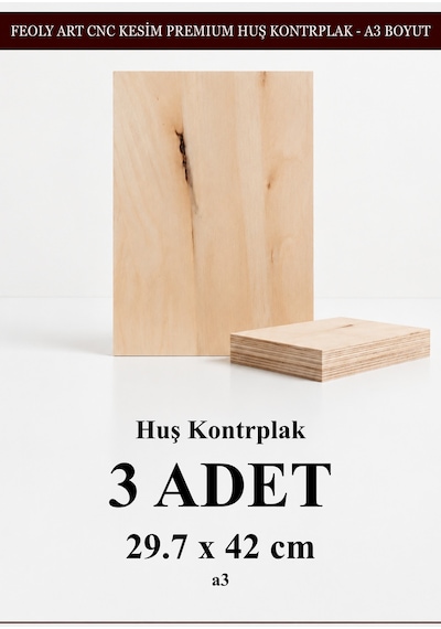 Huş Marin Kontrplak 3 Adet - A3 29.7 X 42 Cm - 4 Mm Cnc Kesim Lazer Kesim - Yakma - Hobi Seti- Maket