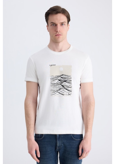 Twn Slim Fit Ekru Düz %100 Pamuklu T-shirt 2ec143831113m E01