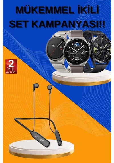 Alarm Ve Titreşim Özellikli Akıllı Saat Ve Mikrofonlu Kablolu Bluetooth Kulaklık 60 Saat - 4999