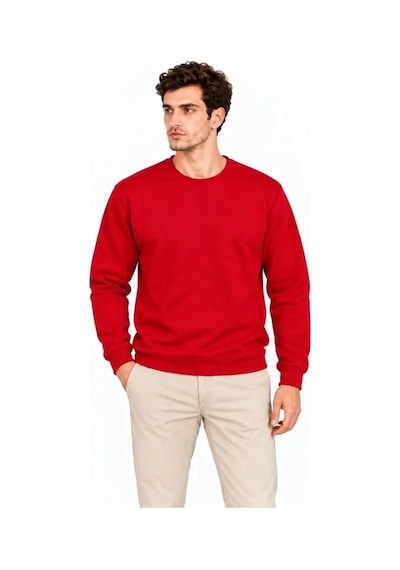 Biçomi Gün Boyu Sıcak Ve Rahat Tutan Şardonlu Pamuk Karışımlı Regular Fit Sweatshirt Kırmızı