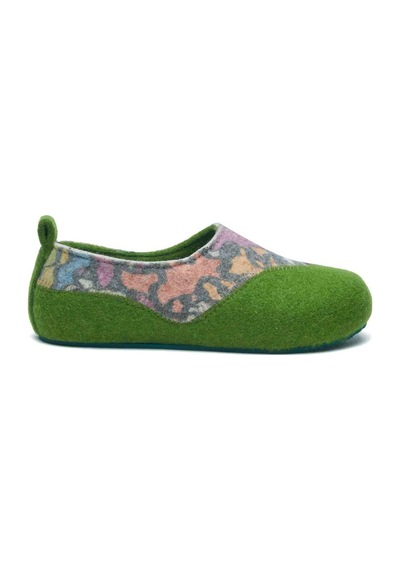 Comfortfusse Yewsh - Kadın Ortopedik Yün Keçe Ev Ayakkabısı Yeşil Yün