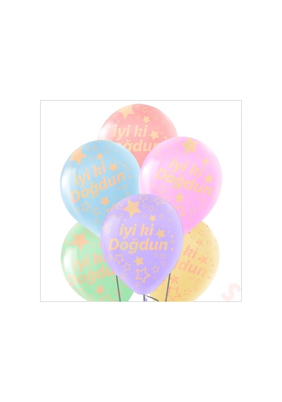 İyi Ki Doğdun Çok Renkli Makaron Balon, 30cm X 8 Adet