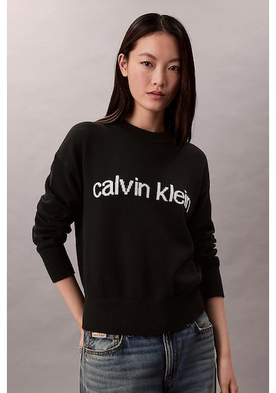 Calvin Klein Pamuklu Grafik Baskılı Kadın Siyah Kazak Lv047c311g-ub1 Siyah
