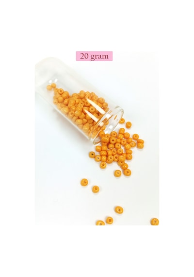 Dökme Cam Kum Boncuk Büyük Boy 6/0 4 Mm - 20 Gram - Açık Turuncu - Bnc095