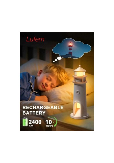 Özel Üretim Deniz Feneri Projektör Gece Lambası Rahatlatıcı Romantik Ambiyans Ay Işığı 2400 Mah Çok Renkli