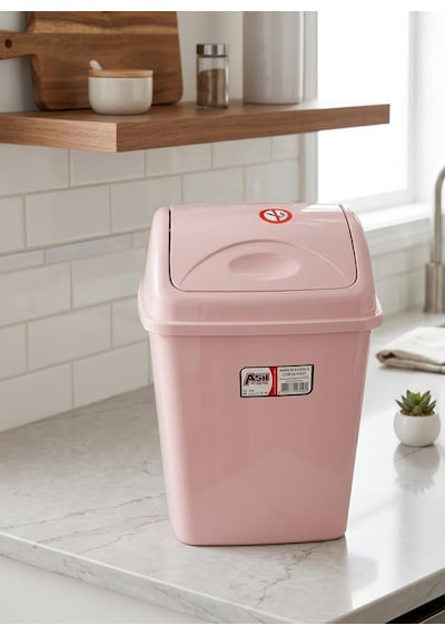 Plastik Elegance 7,5 Litre Sallanır Kapaklı Çok Amaçlı Çöp Kovası Pembe