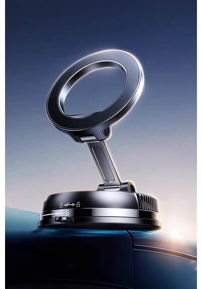Ultra Güçlü Vakumlu Ve Mıknatıslı 360+360 Hareketli Metal Magsafe Telefon Tutucu Krom