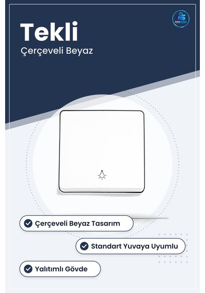 Lamba Anahtarı Çerçeveli Beyaz Tekli Duvar Tipi Ev Ofis Aydınlatm