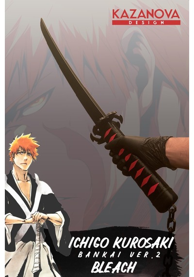Kazanova Design Ichigo Kurosaki Katlanabilir Katana Figür 98 Cm 2. Versiyon Bleach Anime Cosplay