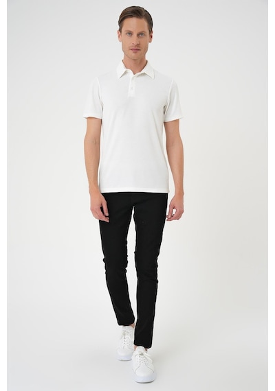 Efor Comfort Fit Polo Yaka Viskon Karışımlı Casual Beyaz Tişört Ts 901 Beyaz