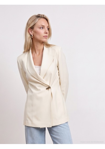 Dilvin 60814 Gold Düğmeli Blazer-ekru