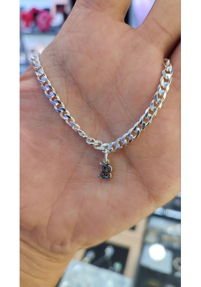 925 Ayar Gümüş 4 Mm Harfli Gurmet Bileklik