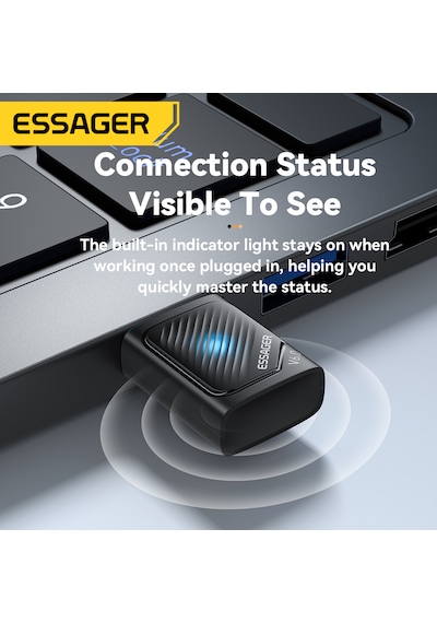 Essager Bluetooth Adaptör 6.0 Süper Hızlı Ce Lisanslı Yüksek Performans Düşük Gecikme Son Nesil Teknoloji 6.0 Ultra Hızlı