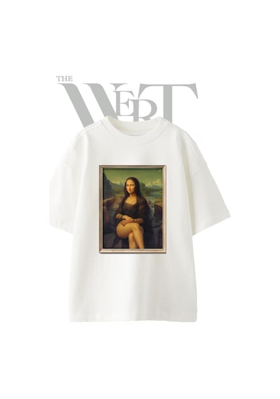 Thewert Mona Lisa Tasarım Baskılı Ünisex Beyaz Oversize T-shirt