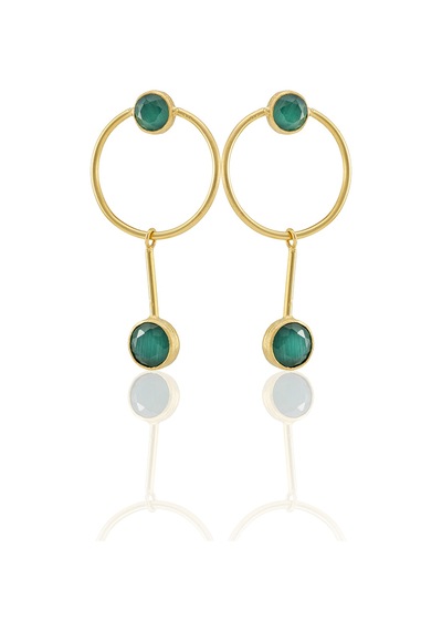 Kadir Jewellery 22 Ayar Altın Kaplama Kadın Sallantılı Küpe -el İşçiliği Ve Hipoalerjenik Küpe Koyu Yeşil 03157433
