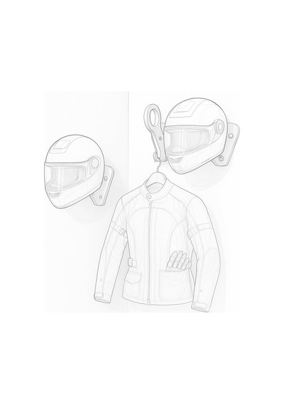 Ahşap Motosiklet Kask Ve Mont Askısı, Duvar Tipi, Doğal Ahşap, Marin Kontrplak &