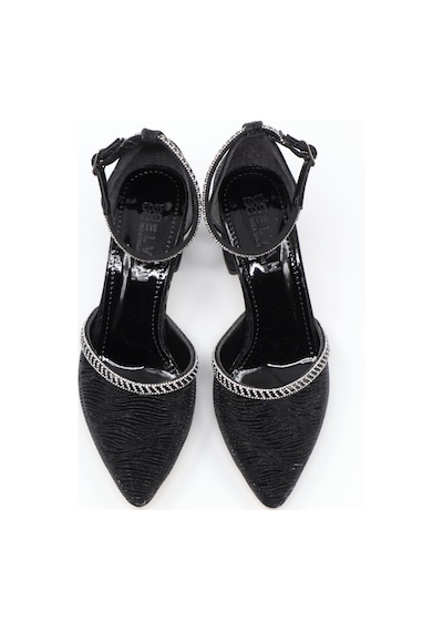 Nesilshoes Nesil Shoes Elva 45029 Siyah Simli Topuklu Kadın Ayakkabı