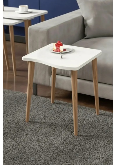 Ahşap Ayaklı 4'lü Zigon Beyaz