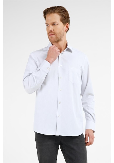 İmza Beyaz - Siyah Çizgili Desen Sert Yaka Uzun Kol Cepli Comfort Fit Pamuklu Gömlek 1004255278 İmza Beyaz - Siyah Çizgili Desen Sert Yaka Uzun Kol Cepli Comfort Fit Pamuklu Gömlek 1004255278
