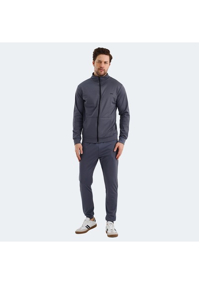 Slazenger KLOTEN IN Erkek Fermuarlı Dik Yaka Cepli Gri Eşofman Takımı