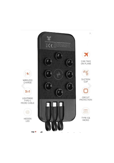 Snapron Snp-3003 10.000 Mah Vantuzlu Wireless Kablosuz Ve 3in1 Kablolu Powerbank Çok Renkli