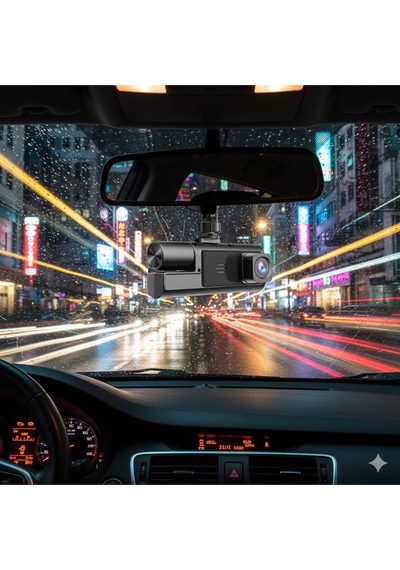 Üç Kameralı Wifi Araç İçi Kayıt Cihazı 1080p Ön İç Arka Gece Görüşlü Dashcam Tüm Araçlara Uyumlu Diğer