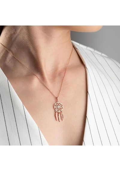 Vaoov 925 Ayar Gümüş Rüya Kapanı Kolye Rose