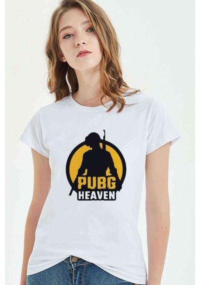 Pubg Heaven Baskılı Beyaz Kadın Tshirt