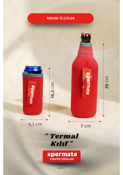 Xpermate Termal İçecek Kılıfı Sıcak & Soğuk Tutan Kutu Bira Termal Kılıf 0,5l Kırmızı
