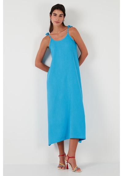 Lela Regular Fit Ip Askılı Uzun Bayan Elbise 5865732 Bebe Mavi