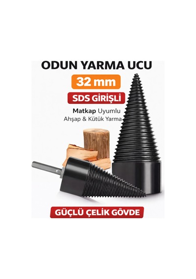Senbang 32 Mm Sds Girişli Odun Yarma Ucu Matkap Uyumlu Çelik Odun Ayırıcı Aparat Ahşap Kütük Yarma