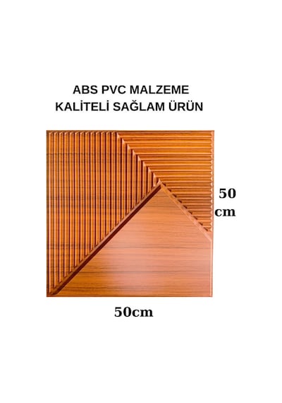 1m² 50cmx50cm 4 Adet Kahverengi 3d Abs Pvc Çizgili Desenli Dayanıklı Duvar Paneli Silinebilir