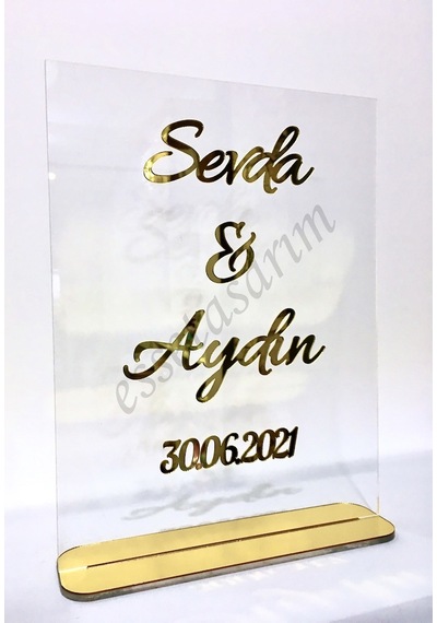 Estölye Pleksi Masaüstü Isimlik Söz, Nişan , Kına, Düğün, Nikah