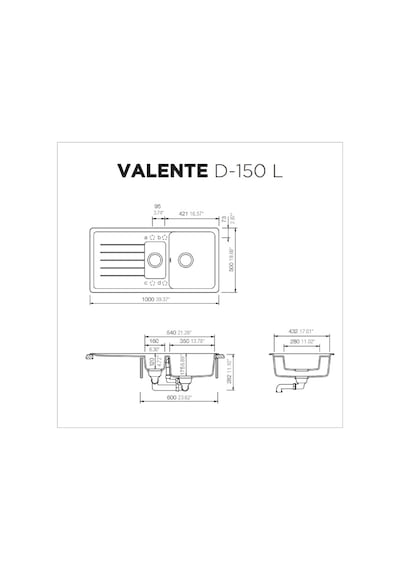 Ukinox Valente D-150L Beyaz Granit Eviye