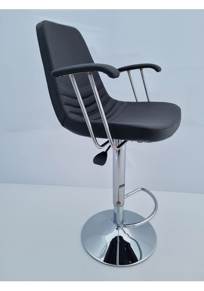 Bintaşmobilya Siyah Deri Rahat Kollu Bar Sandalyesi