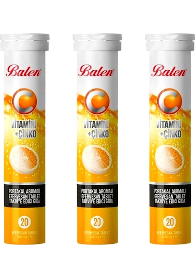 Balen C Vitamini + Çinko Efervesan 20 Tablet x 3 Adet