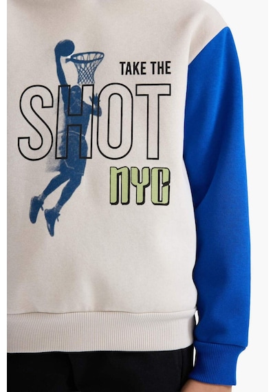 Defacto Erkek Çocuk Kapüşonlu Baskılı İçi Yumuşak Tüylü Sweatshirt G5651a825cwgr492 Gri-gr492