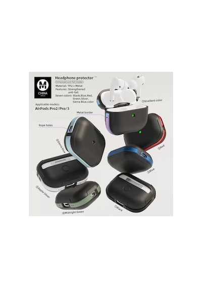 Movenchy Apple Airpods Uyumlu - Pro 2 2.nesil Mo-a8 Armor Kılıf - Koyu Yeşil Belirtilmemiş