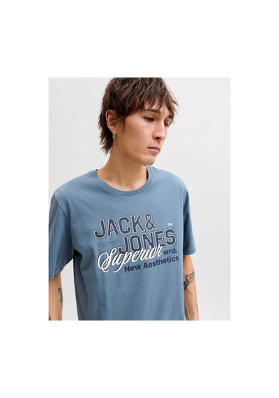 Jack & Jones Jjelogo Tee Ss O-neck 2 Col Ss26 Sn Erkek T-shirt 12288016 Mavi